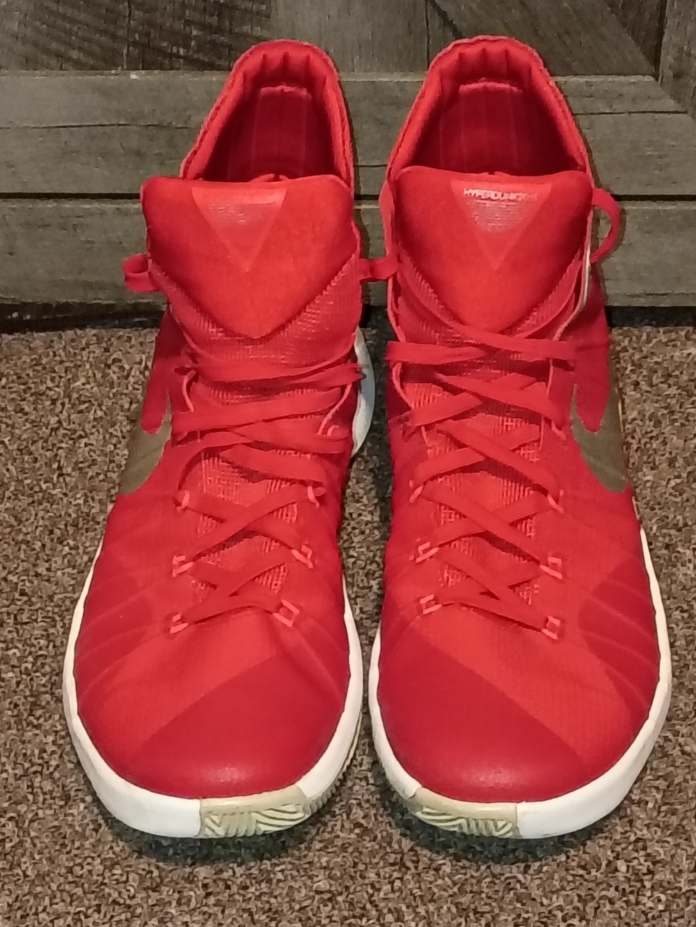 Nike Hyperdunk 2015 Red High-Top Basketball Shoes with White Midsoles Size 14